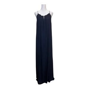 Vince Silk Maxi Dress Womens Small Navy Blue Spaghetti Strap Capsule Basic Lined